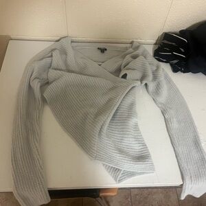 Express Light Gray Ribbed Women's Sweater